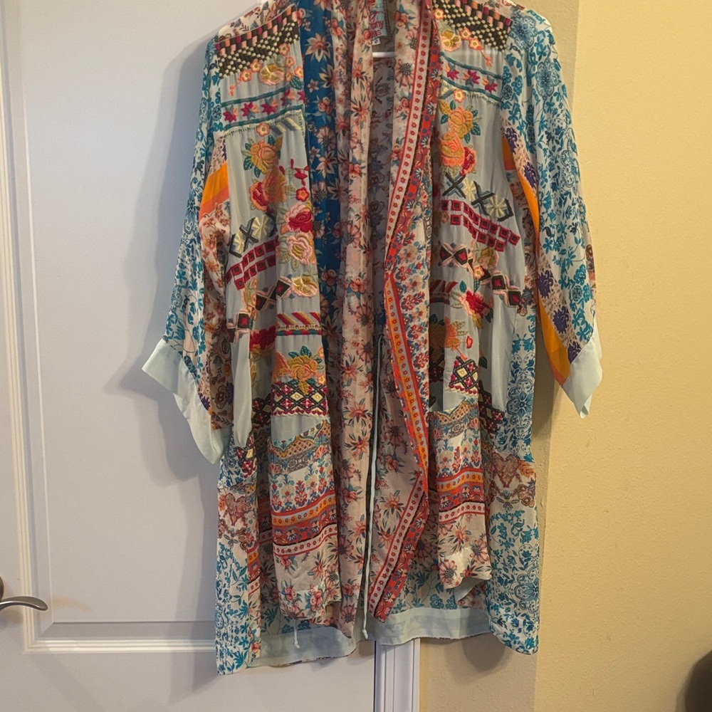 Johnny Was Multicolor Floral Kimono Top